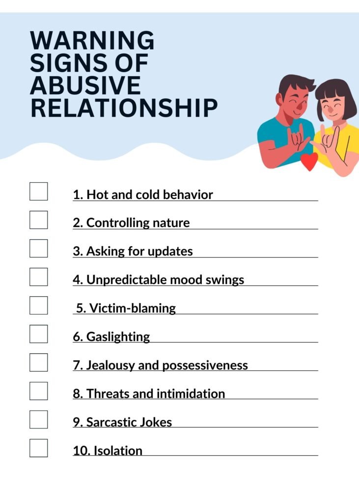 Warning signs of abusive relationship