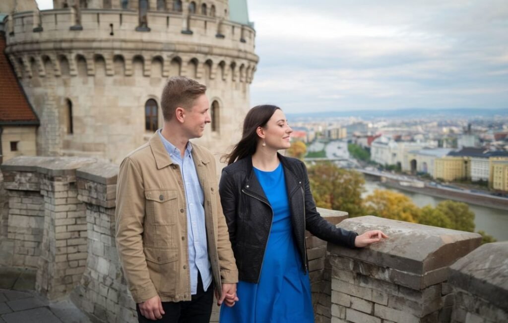 In Buda, one can find old buildings and a famous place called Buda Castle; you could even view the whole city from the top.