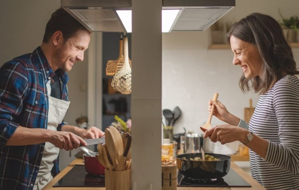 cooking together on video call