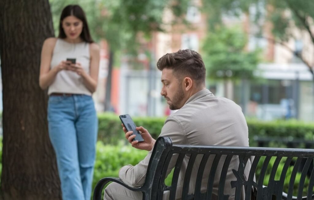 A couple busy in mobile - A woman sitting alone - loneliness in marriage